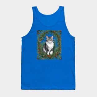 Cute Cartoon-Style Maine Cat With Pine Tank Top